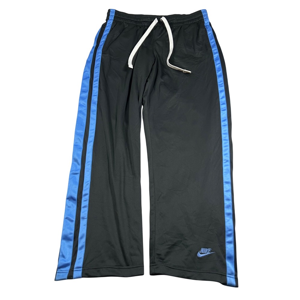 Vintage Y2K Nike Track Pants Mens XL Black Blue Mesh Striped Athletic Straight